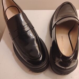Stuart Weitzman Women 
Soho 65MM Leather Lug-Sole Loafers
Size 11.5